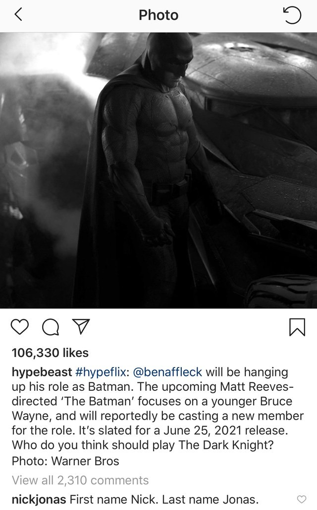 Batman, Nick Jonas, HypeBeast